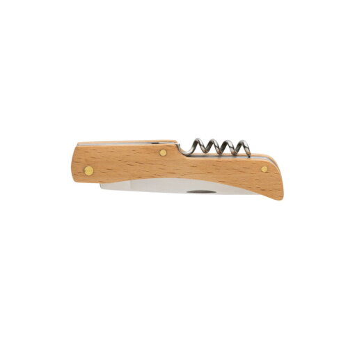 FSC® houten mes met flesopener bruin