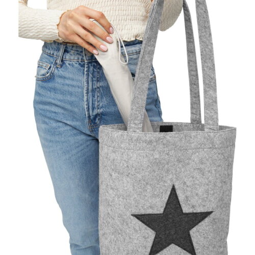 Vilten draagtas STAR DUST grijs bedrukken