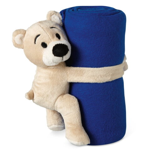 MANTA Fleece deken met beer blauw bedrukken