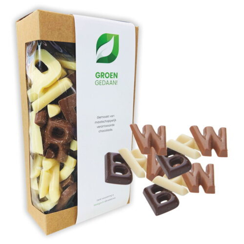Kraft geschenkdoosje met chocoladelettertjes 375 gram