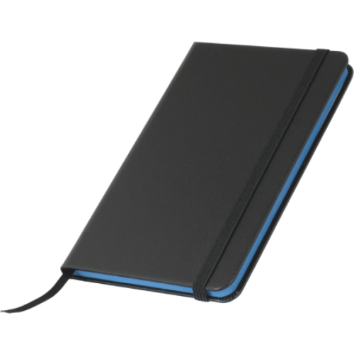 Notitieboekje A6 zwart met kleuropsnede, elastiek en leeslint, 60 pagina`s